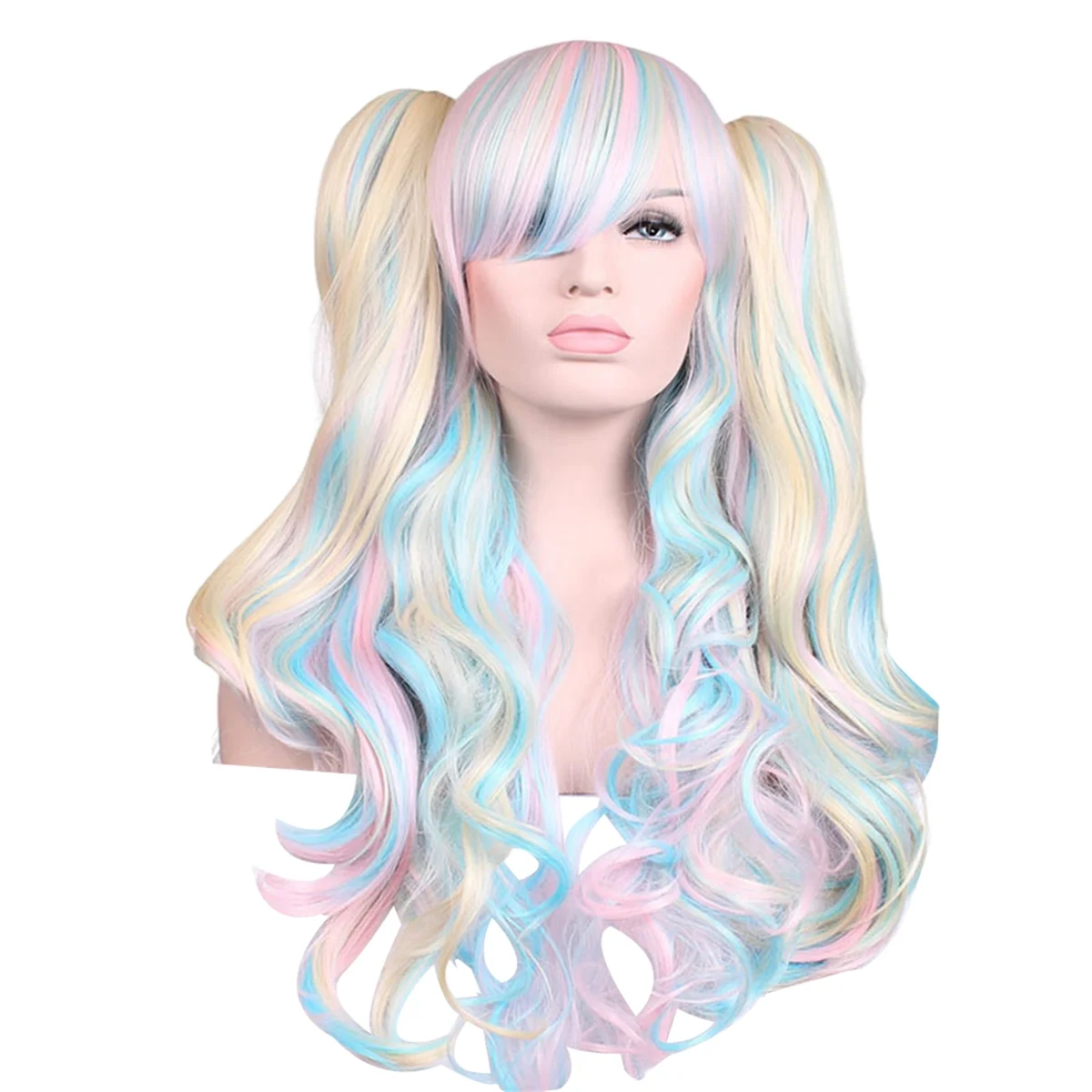 Cosplay Wig Anime LOLI Department Wig Colorful Double Clamp Elegant Fashion High End Easy to Wear Wig