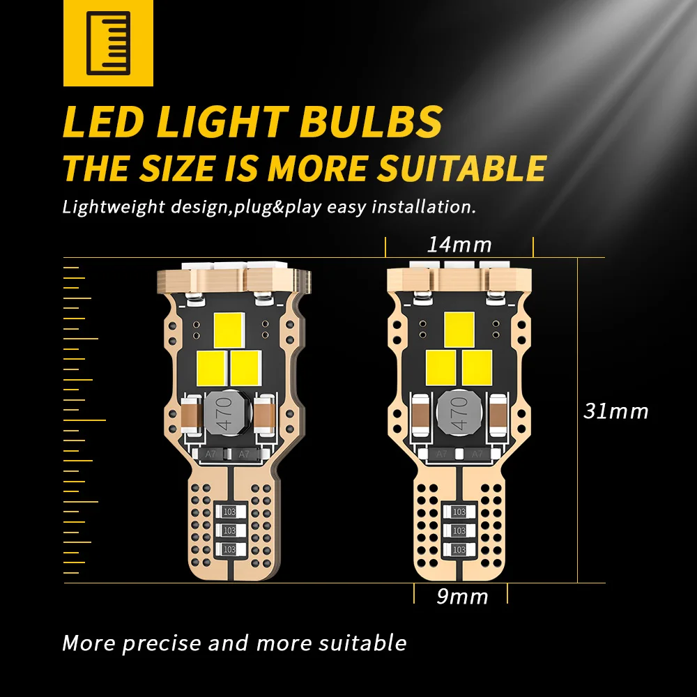 DXZ 10pcs T16 T15 W16W LED Bulb 2835 9-SMD 6500K Canbus 921 912 Car Reverse Lights Error Free Backup Auto Warning Lamp 12V White