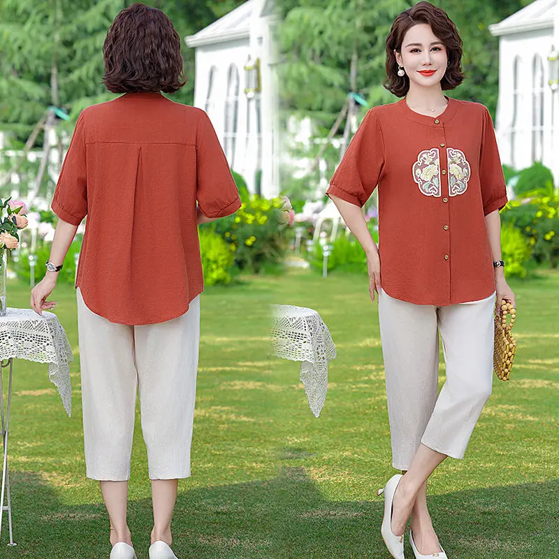 قميص عصري جديد للقميص بأكمام قصيرة على الطراز الصيني