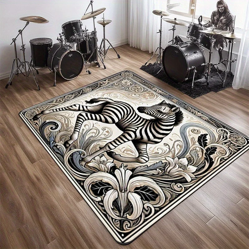 

Zebra Print Non-Slip Rug, Percussion Drum Mat, Living Room Office Anti-Slip Carpet, Birthday Holiday Gift Crystal Velvet