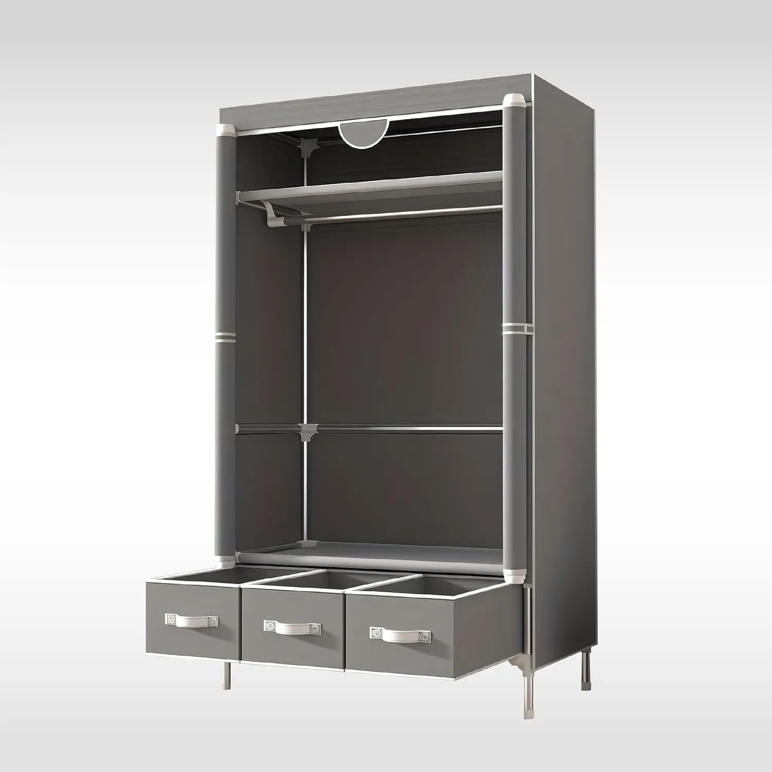 

Portable Wardrobe Closet with Shelves & Drawers - Light Grey Oxford Fabric Clothes Organizer for Bedroom, Dorm Room - Waterpr