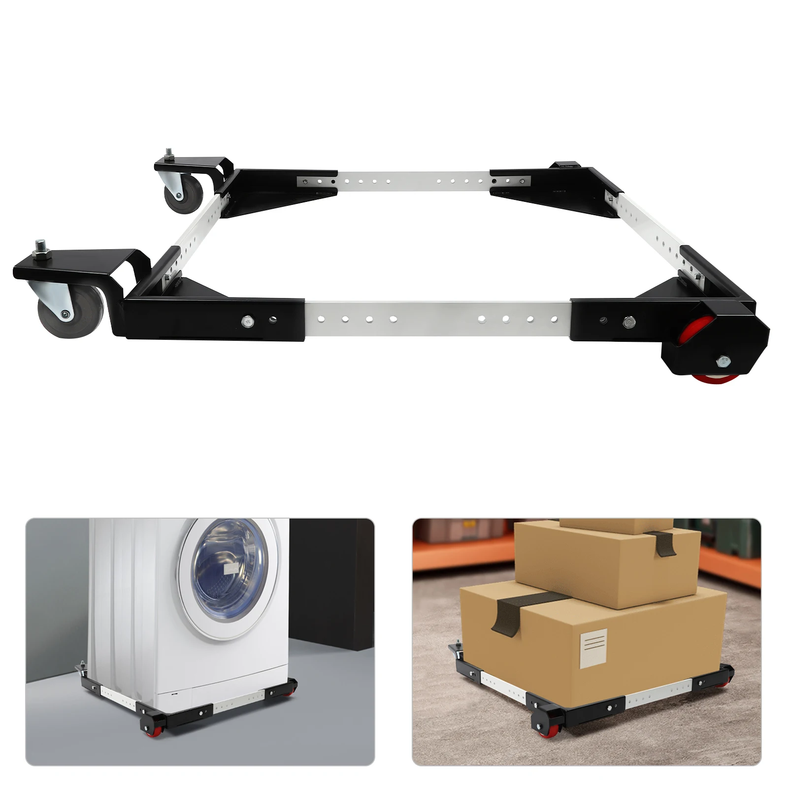 

600lbs Mini Fridge Stand Mover Adjustable Mobile Base w/2Universal Wheels 2 Fixed Casters for Washing Machine Refrigerator