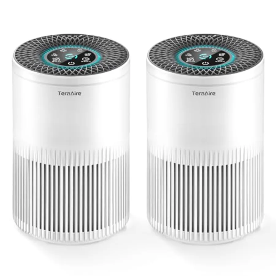 

Pack Air Purifiers for Home Bedroom, Air Purifier with PM.5 Air Quality Monitor, H3 True HEPA Air Filter Cleaner with 5 mode Li