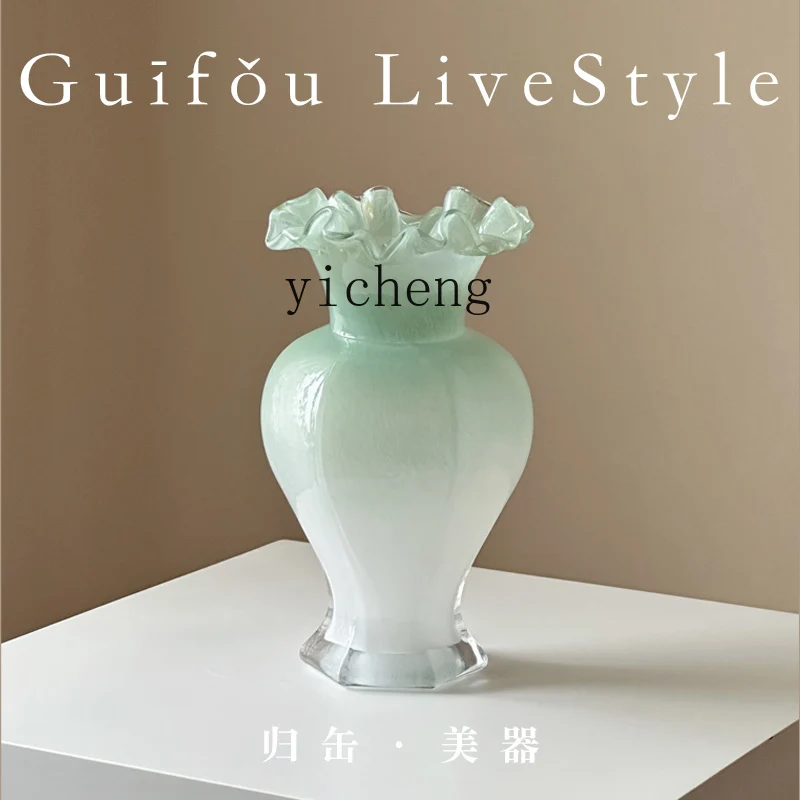 LSL pearlescent colorful handmade glass vase fishtail flower ware home decoration table decoration