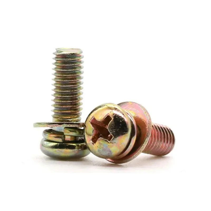 

Color Galvanized Carbon Steel Cross Round Head Three Combination Screws M3 M4 M5 M6 M8