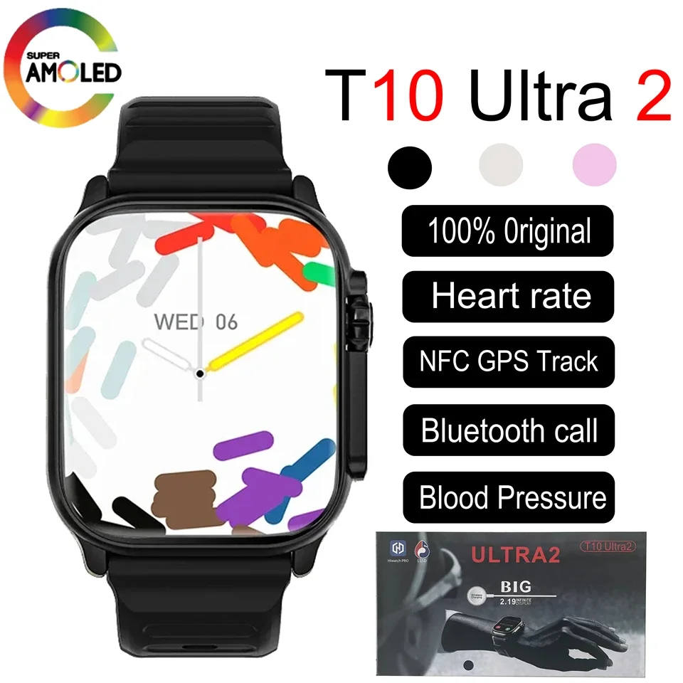 New Watch T10 U2 Smart Watch 49mm 2024 New NFC Men Women GPS Track Bluetooth Call BT Music Games Wireless Charging Smartwatch