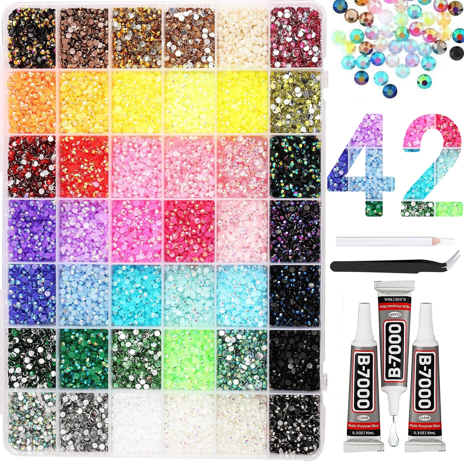 Multicolor Jelly Rhinestones for Bedazzling Bedazzler Kit with Tweezer and Gem Picker 3mm Resin Flatback Gems Diamond Art
