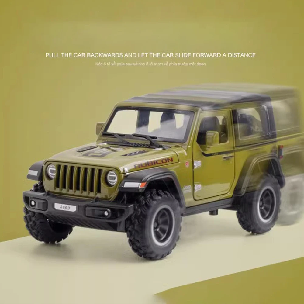 1/32 Wrangler Alloy Diecast Car Models Toy 1941 Rubicon Metal Off-Road Vehicles with Sound Light Car Toys for Children Boys