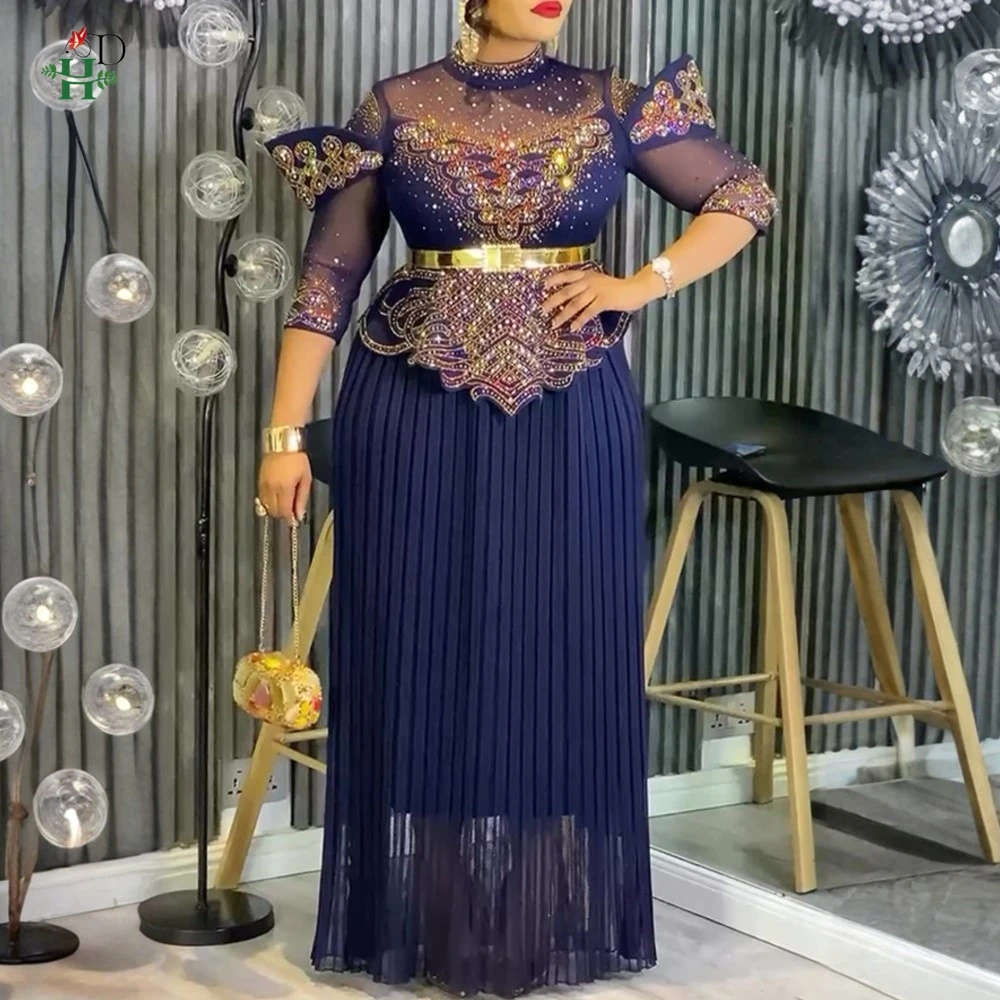 

2026 New Fashion African Party Dresses For Women Dubai Sequin Wedding Evening Gown Plus Size Elegant Turkey Maxi Dress BouBou