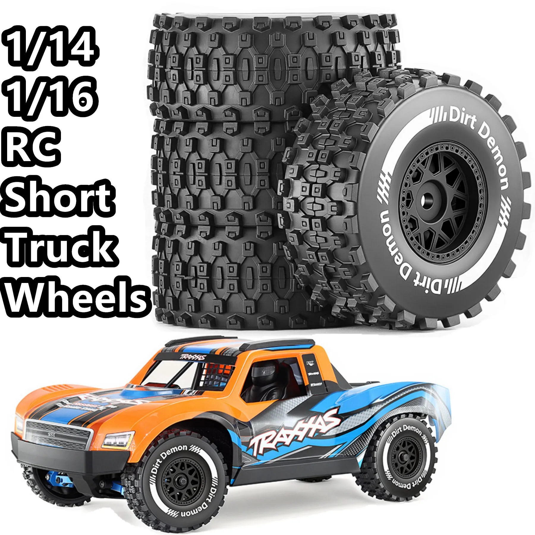 1/14 1/16 Short Truck Wheels Tires 12mm Hex for Traxxas Arrma MINI SLASH MJX Hpi RLAARLO 1:14 1:16 RC Buggy Car Upgrade Parts
