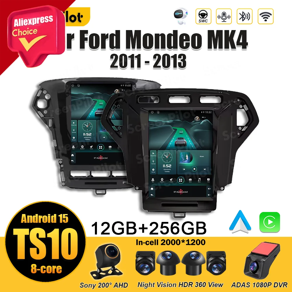 

9,7-дюймовый Android для Ford Mondeo MK4 2011-2013, мультимедийный видеоплеер, GPS-навигация, Bluetooth, вертикальный экран, Tesla Style 5G