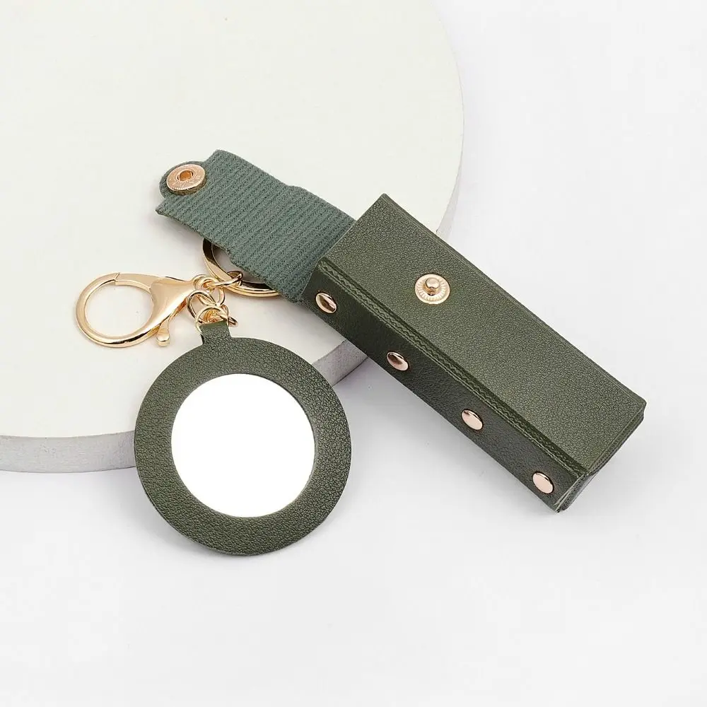 حقيبة أحمر الشفاه من جلد البولي يوريثان مع حقيبة مكياج مرآة حقيبة مستحضرات تجميل صغيرة صندوق تخزين أحمر الشفاه حقيبة تخزين أحمر الشفاه سلسلة مفاتيح #4