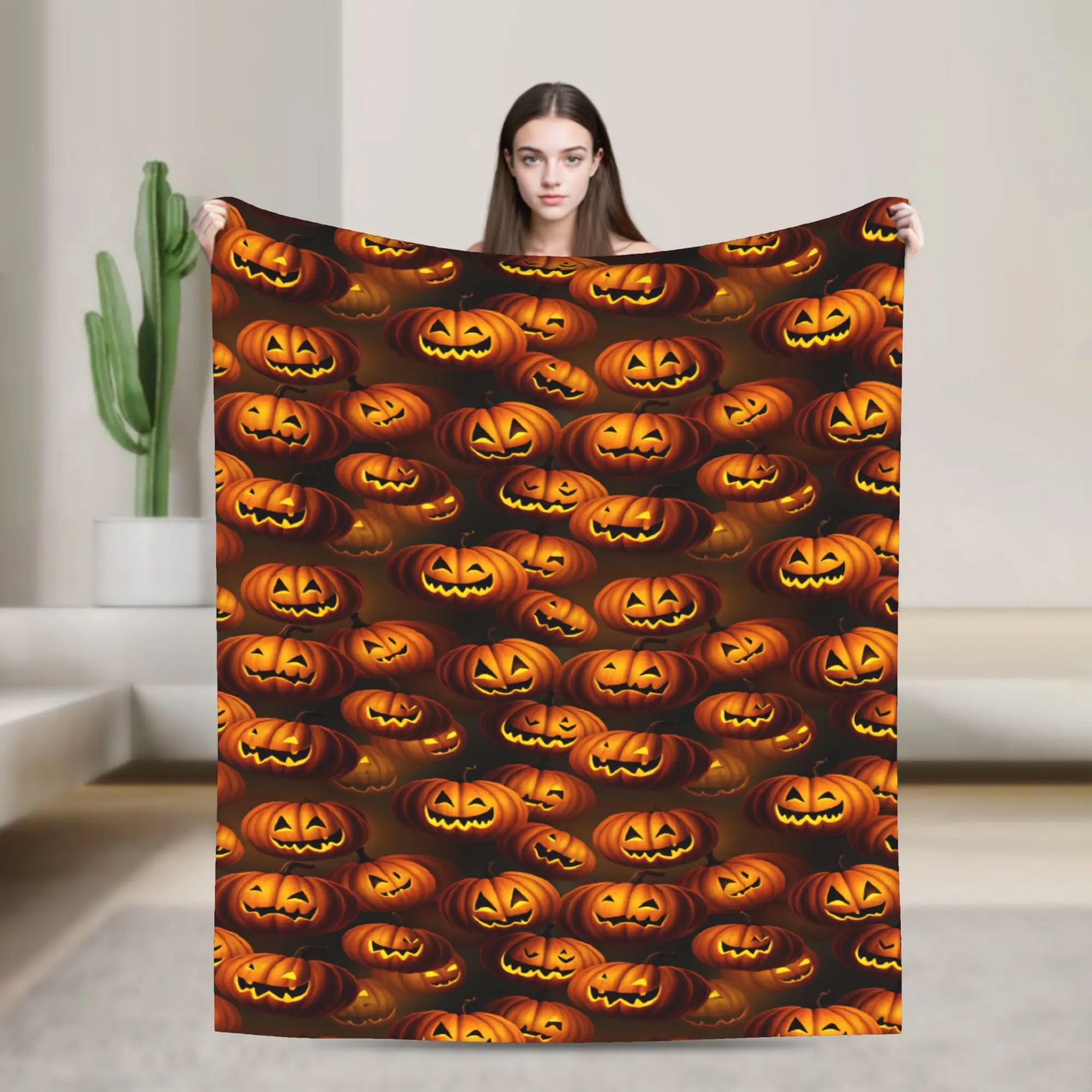 Dense Pumpkin Abundance Blanket Quality Warm  Bedding Throws Autumn Travel Couch Chair Street Trend Bedspread
