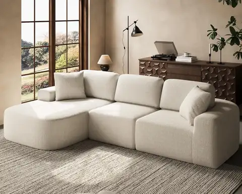 107''Modular Sectional Sofa with Chaise Modern Bouclé-Inspired Upholstery No Assembly Required Customizable Couch for Home Decor