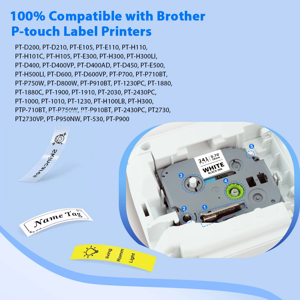 5 ~ 20PK 18 مللي متر TZe241 متوافق مع Brother 18 مللي متر TZe الشريط TZe-241 TZe141 TZe441 TZe541 TZe641 TZe741 لصانع الملصقات Brother PT