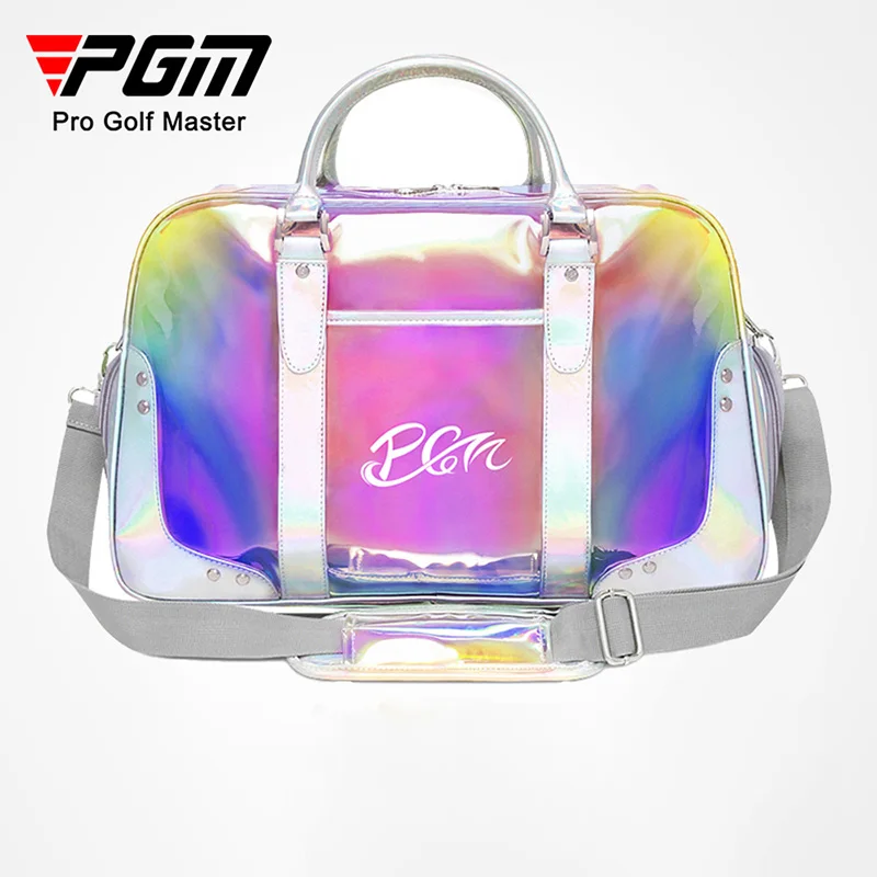 PGM Golf Women's Colorful Clothing Bag TPU Waterproof Material Colorful Laser Design Independent Shoe Pocket Large Capacity