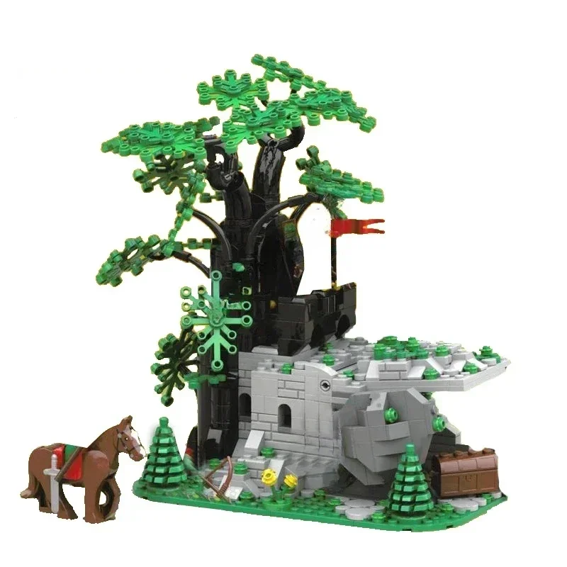 MOC building block toys are creative assembly toys and Christmas gifts featuring a model of a small castle in a medieval forest