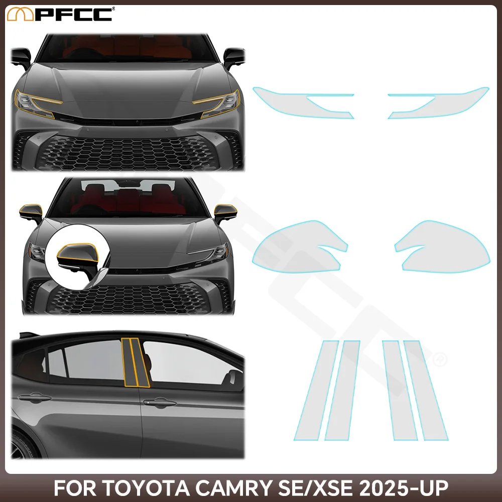 

Headlight Rearview B Pillars TPU Protection Film For Toyota Camry SE XSE 2025-UP Pre-cut PPF Clear Bra Anti-scratch Resistant