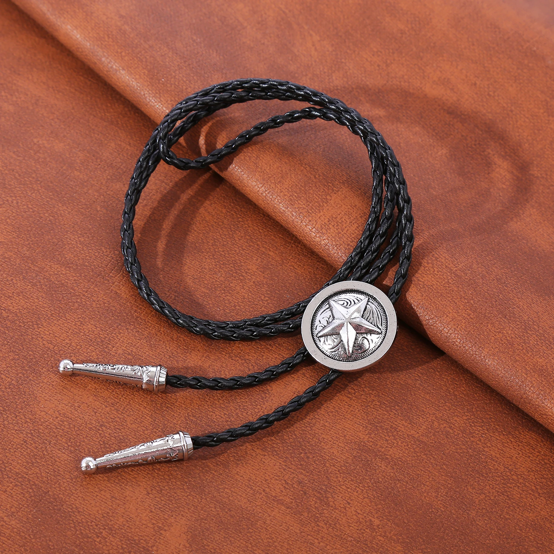 Round bright star Bolo Tie