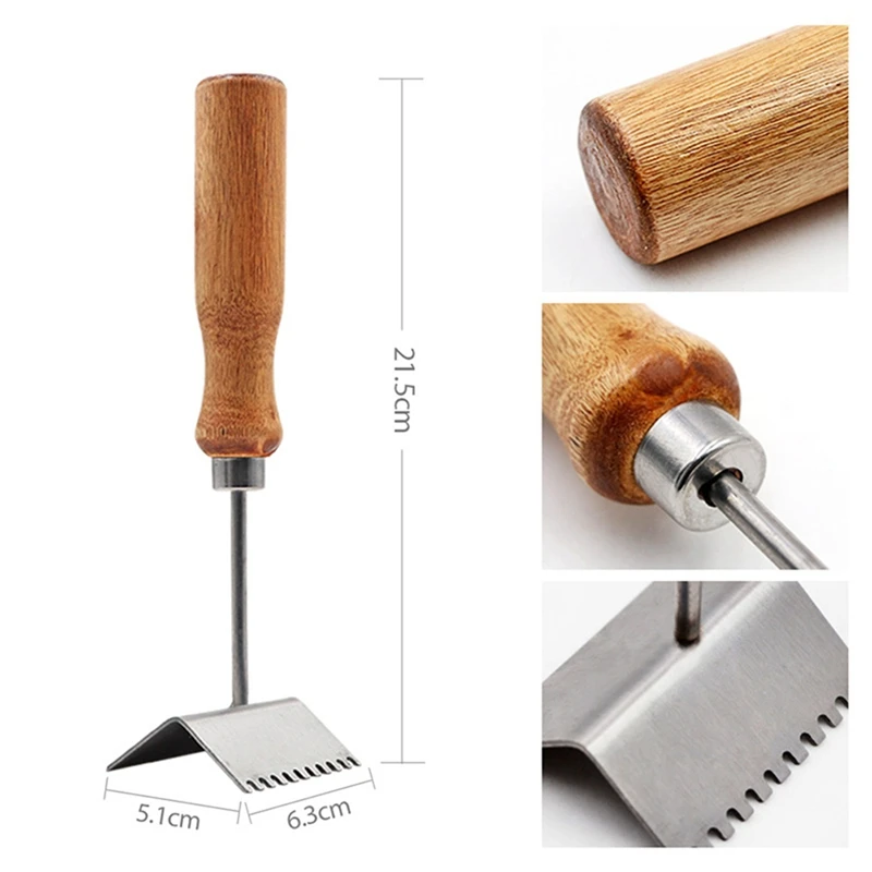 หมู-การเลี้ยงผึ้งพลั่ว,สแตนเลส Queen Bee Excluder Beehive กรอบทําความสะอาดพลั่วไม้ Handle Beekeeper อุปกรณ์