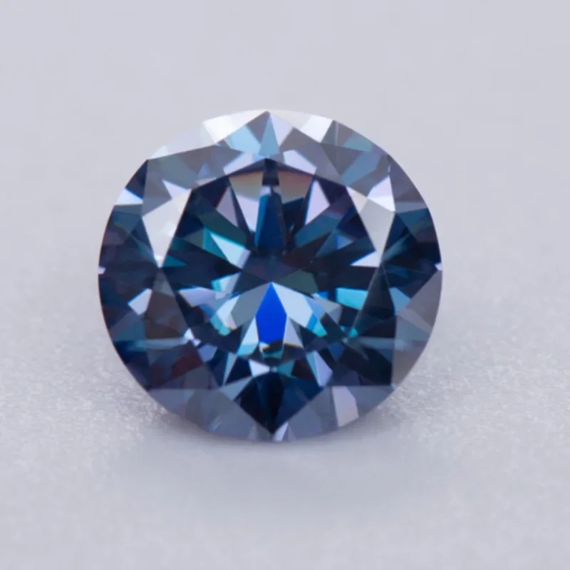 

Moissanite Sapphire Blue Color Round Cut for Charms Jewelry Making DIY Ring Necklace Earrings Main Materials with Certificate