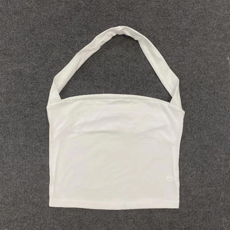 Donna Estate Hottie Girl Maniche Bustier Halter Vest Corto Tinta unita Sexy Senza spalline Elegante Vestibilità senza schienale Indossare entrambi i lati Top