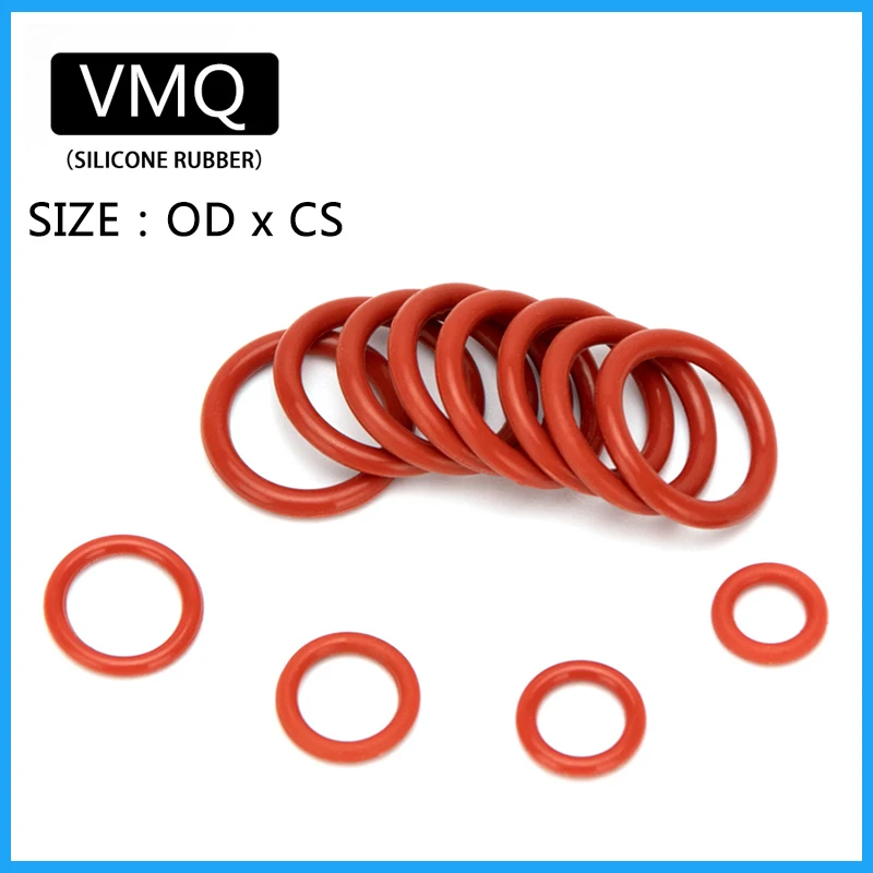 Juntas tóricas de sellado VMQ, Kit surtido de reemplazos de juntas de silicona roja, OD 6mm-30mm CS 1mm 150mm 1,5mm 1,9mm, 2,4 unids/lote por caja,