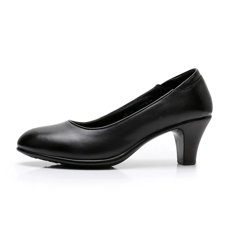 GKTINOO Genuine Leather shoes Women Round Toe Pumps Sapato feminino High Heels Shallow Fashion Black Work Shoe