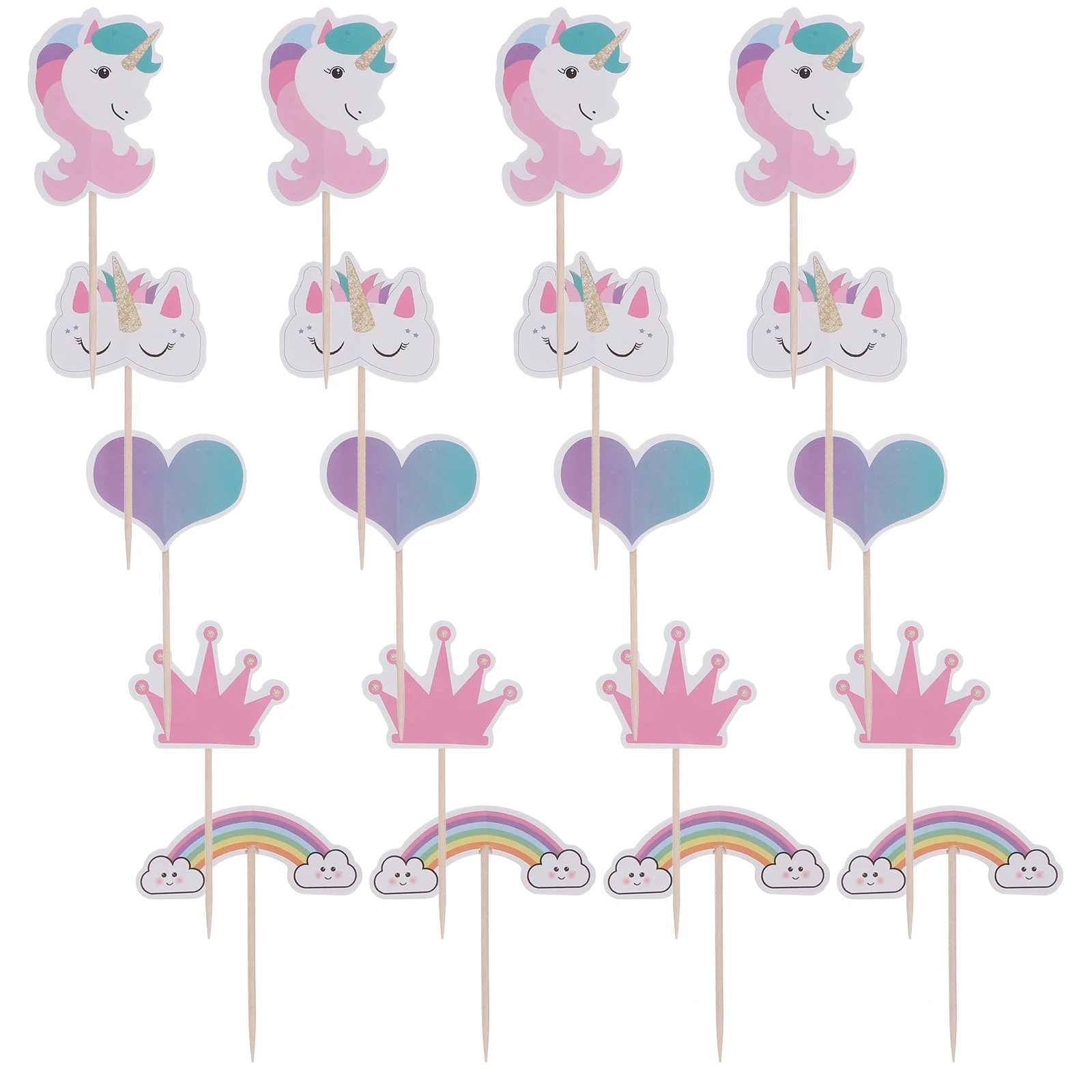 

24 Pcs Cake Insert Rainbow Topper Toppers Pick Decor Fruit Chic Paper Practical Perfect Decoration