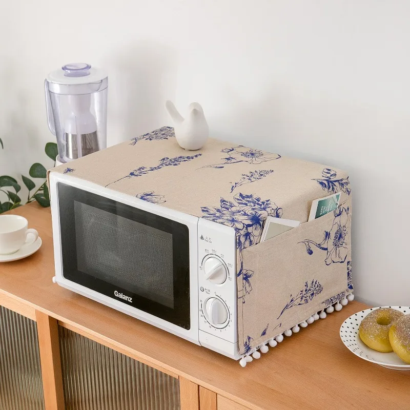 1pc Microwave Oven Cover Cloth Single Door Printed Dust Cover Countryside Cover Cloth Household Daily Necessities