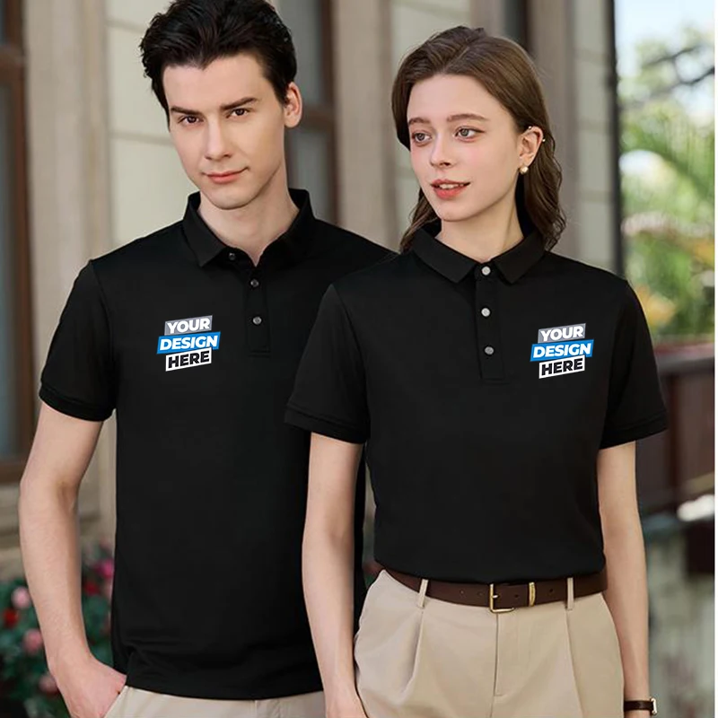 Spersonalizowana koszulka polo LOGO Niestandardowe logo Koszulka polo z poliestru lodowego jedwabiu - Rozmiary unisex S-7XL, Drukowanie gratis, MOQ 1 sztuka LS-1103
