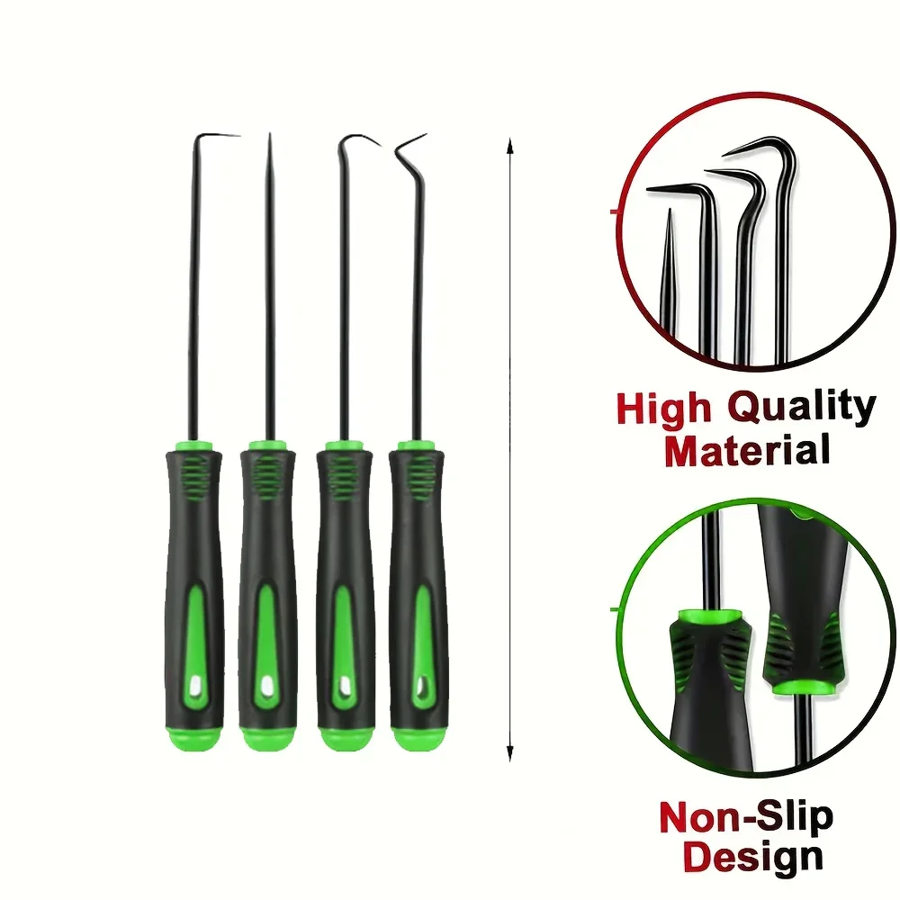 2025 10/4 قطعة مجموعة خطافات السيارة الدقيقة - أداة إزالة ختم الزيت مع تصميم غير قابل للتشوه لإصلاح السيارات وصيانة DIY #3