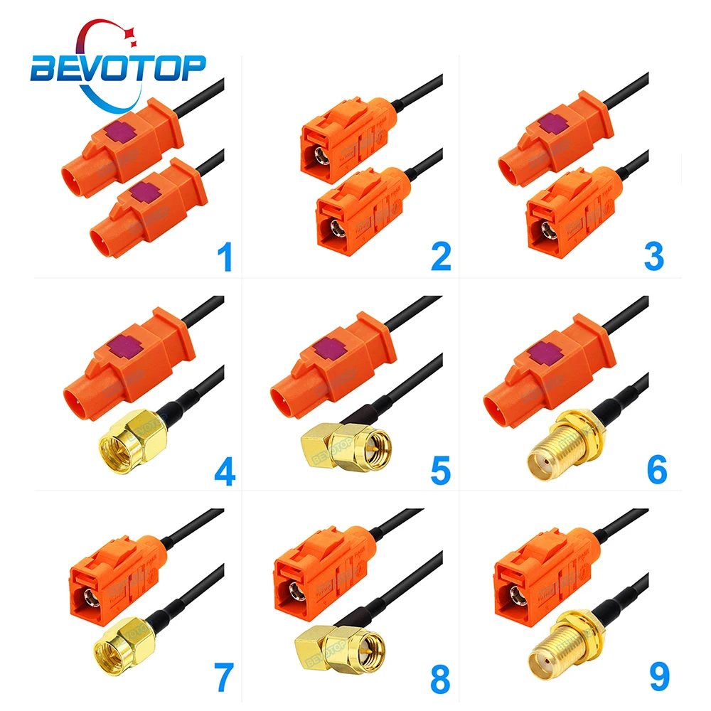 BEVOTOP 1PCS M-Type Fakra to Fakra / SMA Male Female RG174 Pigtail RF Coaxial Extension Cable Fakra Jumper 10cm-20m Custom-made