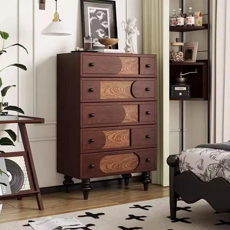 French solid wood chest of drawers, bedroom, living room, small apartment storage chest
