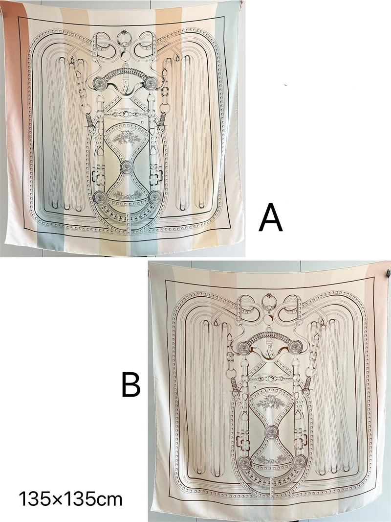 

2 Sided Warm Scarf Women Winter Shawls Silk Wool Hand-rolled Edge Scarves Square Big Bandanas Shawls Christmas Lover Gift