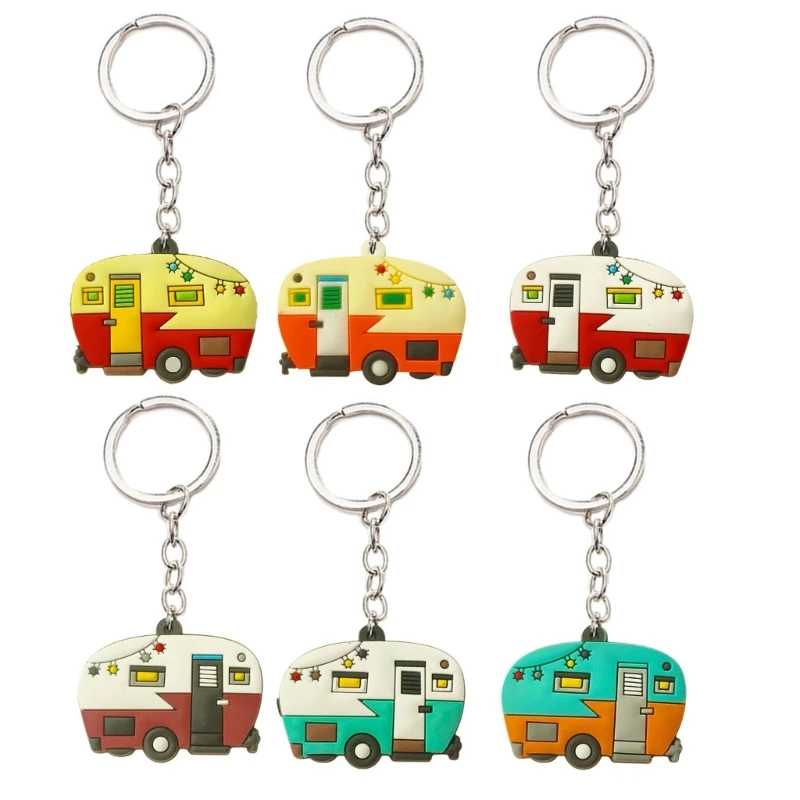 10Pcs Campers Shaped Key Holder Pendant Keychain Stylish Bag Charm Travel Trailer Shaped Keyring Accessory