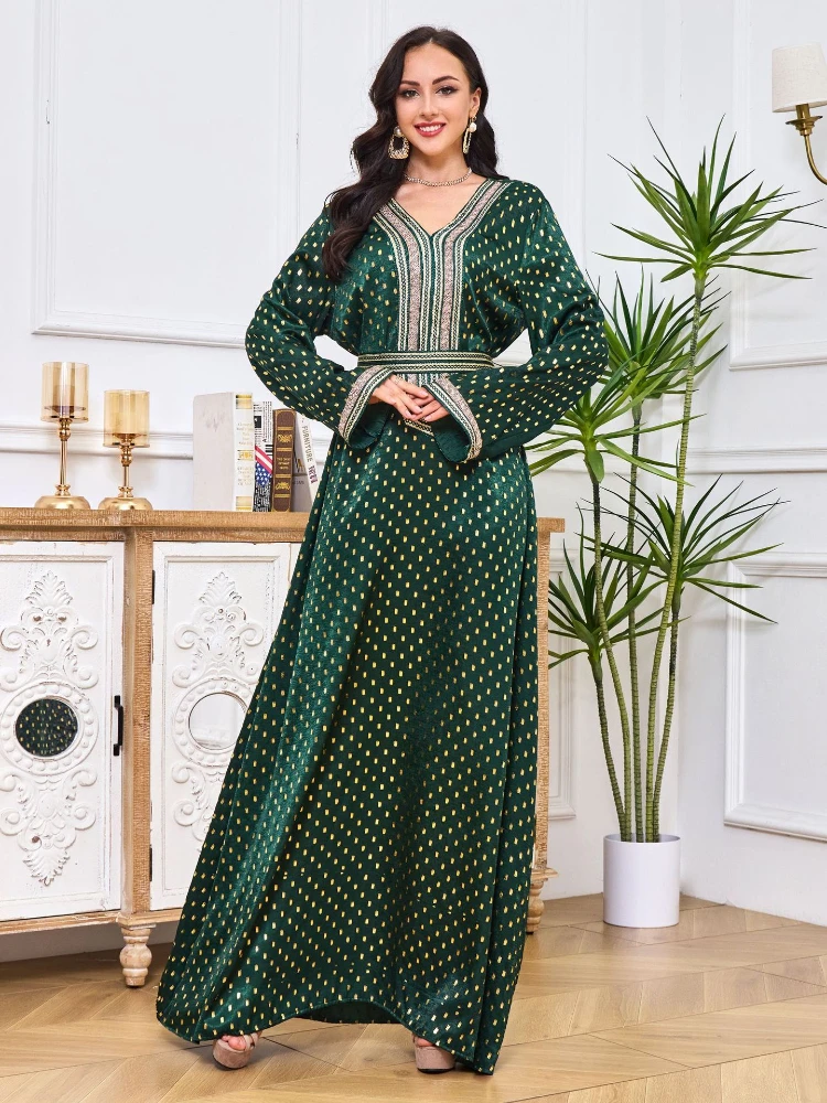 

Eid Arab Muslim Party Dress for Women Abaya Lace-up Jalabiya Long Dresses Morocco Kaftan Vestidos Dubai Ramadan Gown Robe 2024