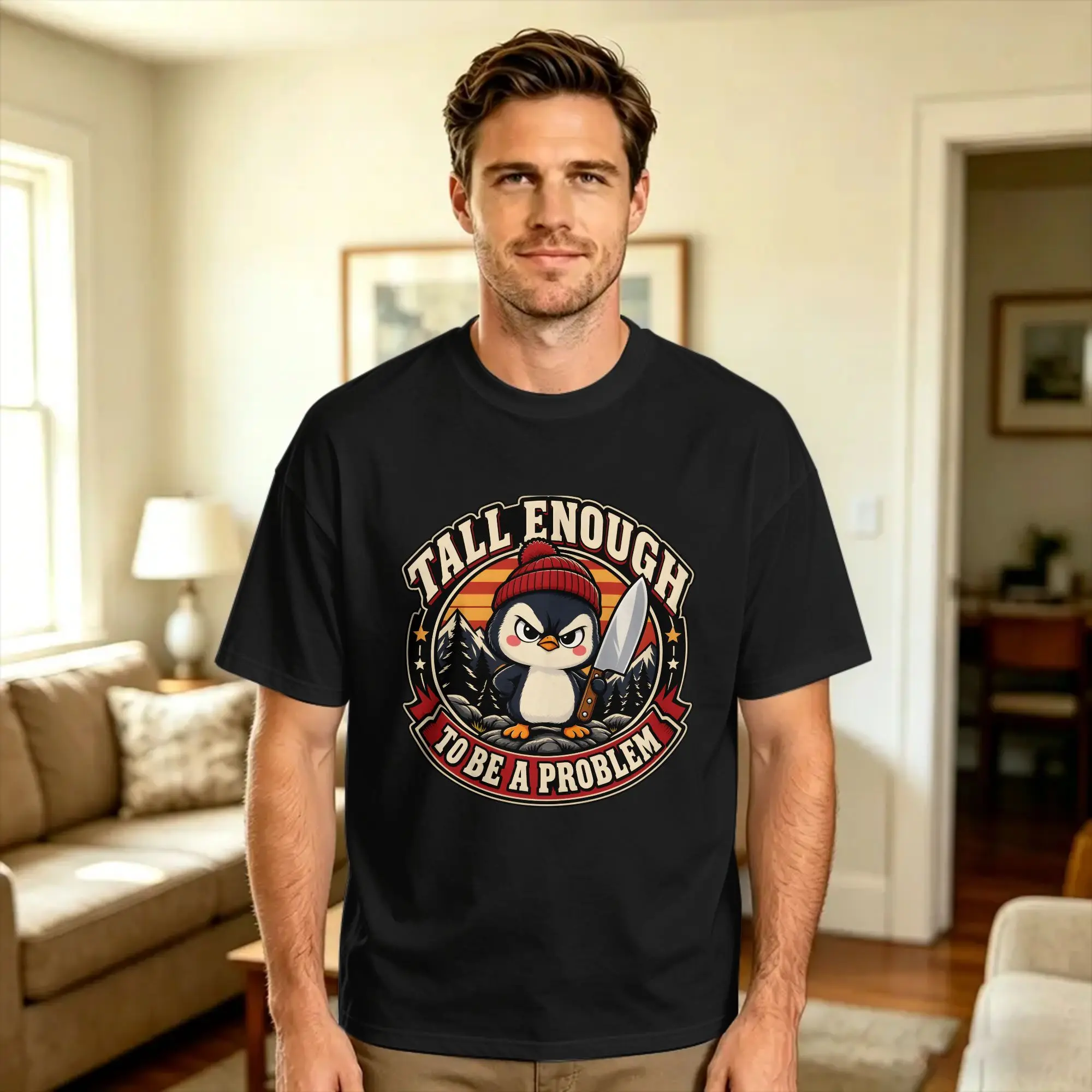 Casual T Shirt Summer Tall Enough To Be A Problem Novelty T-Shirts  Cotton Tee Shirt for Male Y2K Classic Short Sleeve Tops