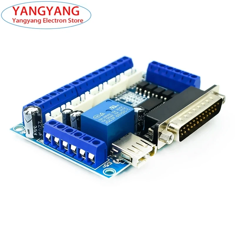 1pcs New MACH3 Interface Board Parallel Port Controller Module 5 Axis CNC Breakout Board Stepper Motor Driver With USB Cable