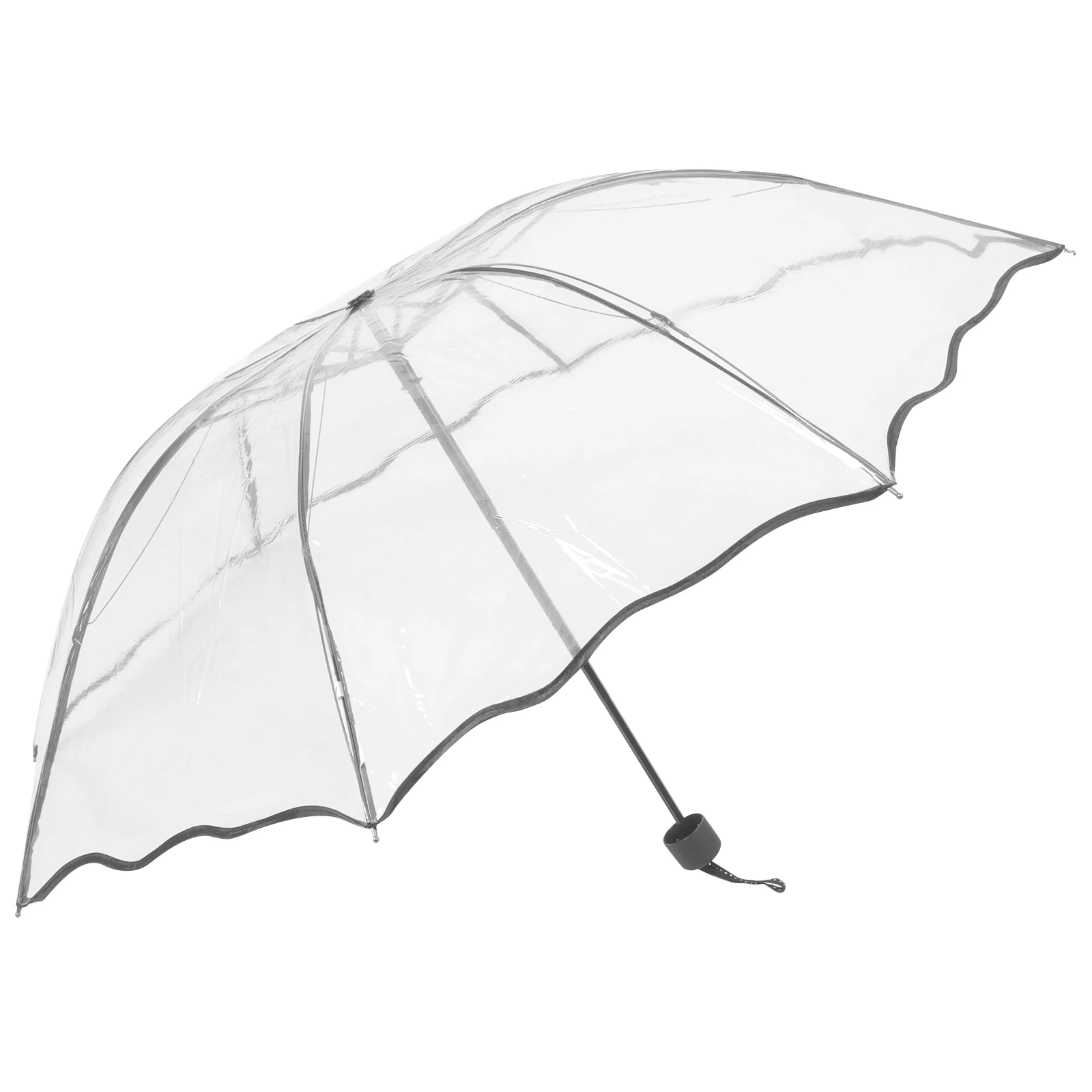 

Transparent Clear Folding Sun Rain Travel Parasol Lightweight Compact All-weather Umbrella Portable Foldable Umbrella for Women