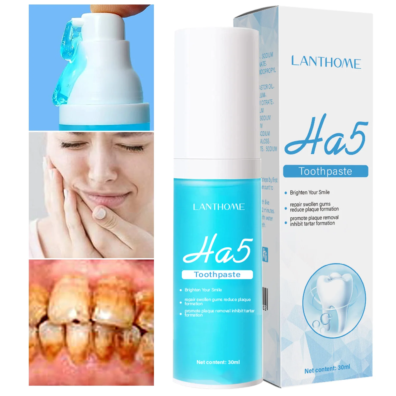 Pasta de dientes HA5 para reparación de dientes, blanqueador, removedor de manchas de placa, prevención de la Periodontitis, limpieza de higiene bucal, aliento fresco, herramientas dentales