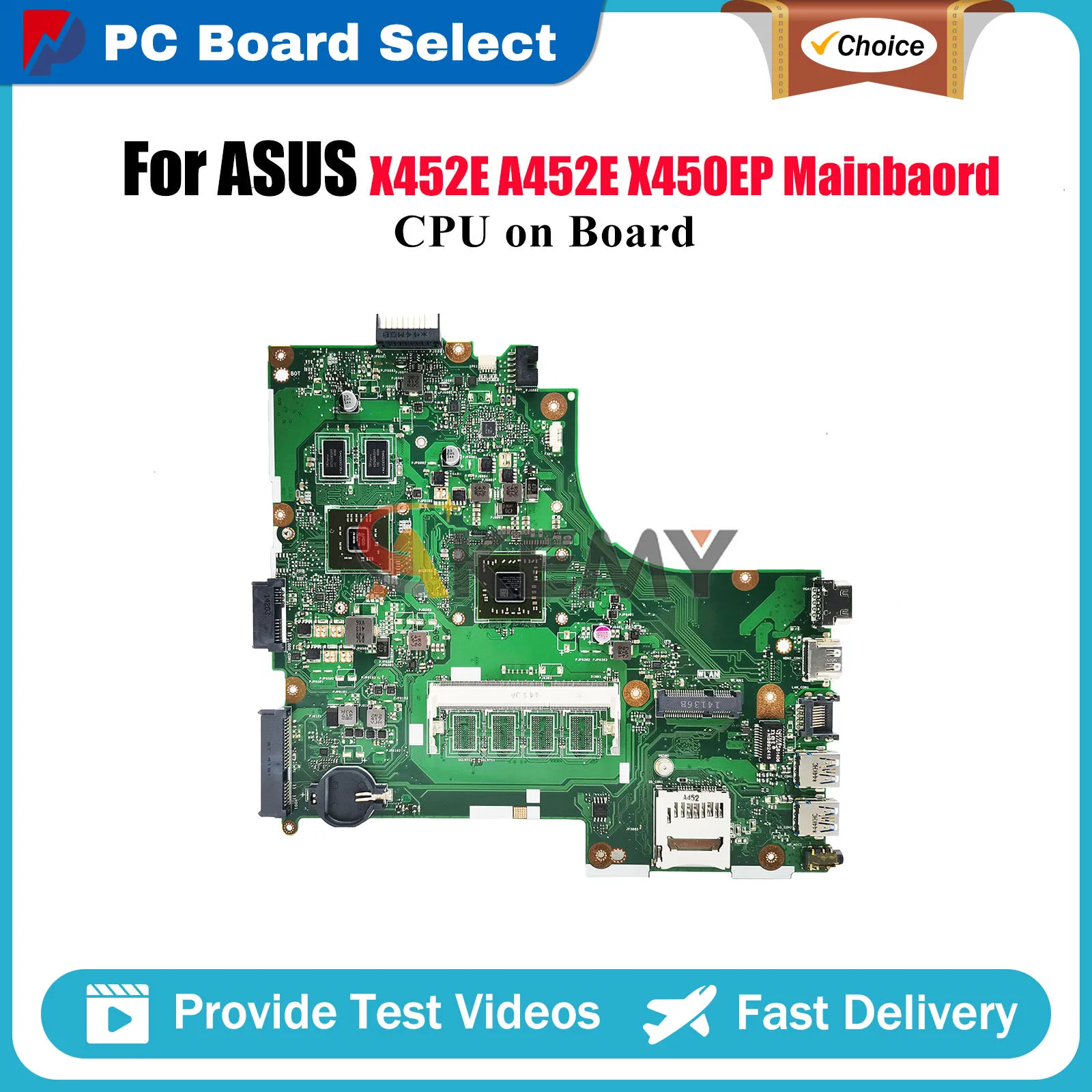 

X450EP Laptop Motherboard For ASUS VivoBook A452E X450EP X452E X450E Notebook Mainboard With CPU 100% tests OK fast shipping stk