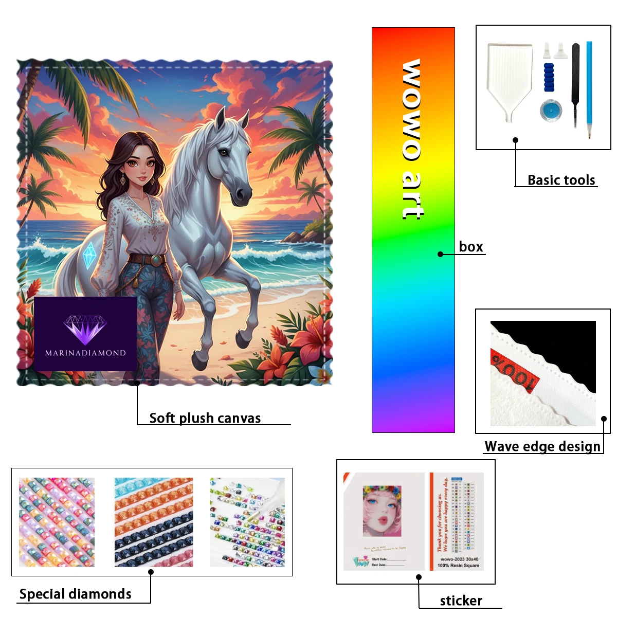 

【MARINA Diamond Art】Wild Horse and Girl Crystal AB Rhinestone FD Rhinestone Perfect Resin Diamond