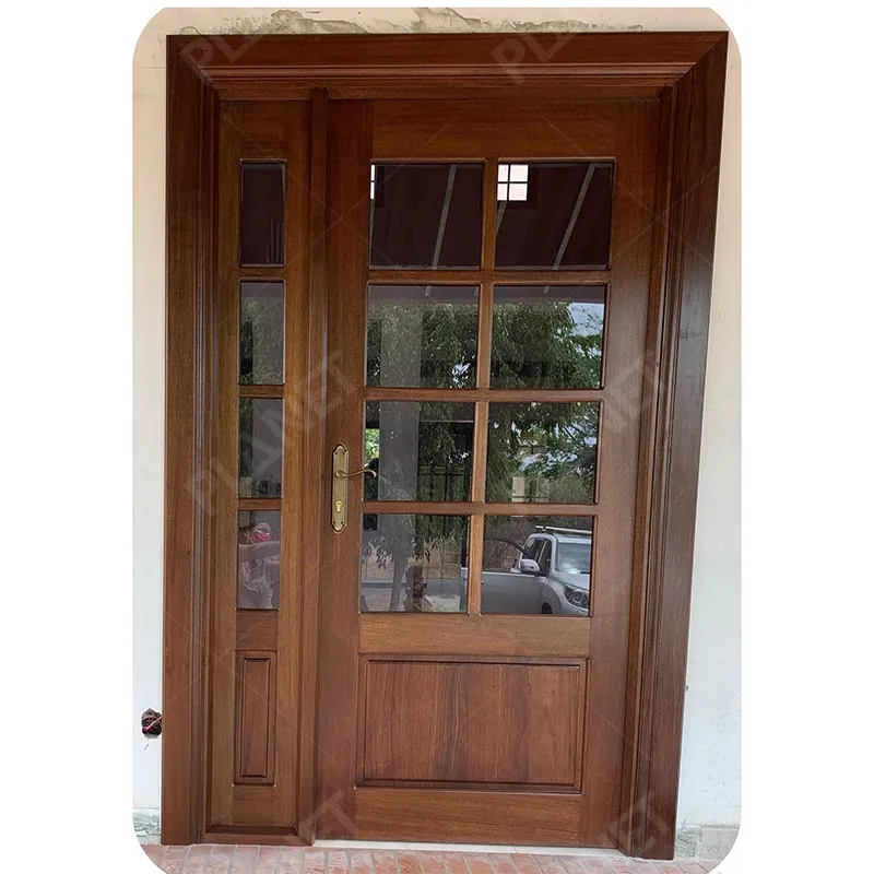 

European Luxury House Front Modern Pivot Doors With Handle Wooden Entrance Modern Villa Main Door