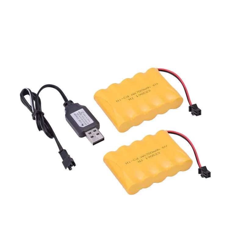 

2-Piece 6.0V 700mAh Ni-Cd AA Rechargeable Battery Pack SM-2P Plug Suitable for Remote Control Car Toys -
