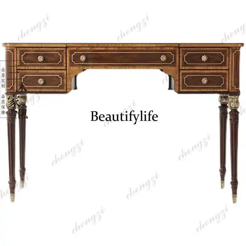 J132 Solid wood computer desk student desk home study retro bedroom desk