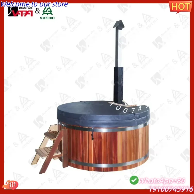 2026Hot Vapasauna 5-6 Person Wood Burning Hot Tub with 304 Stainless Steel Liner Easy-Set Outdoor Spa OEM ODM Support