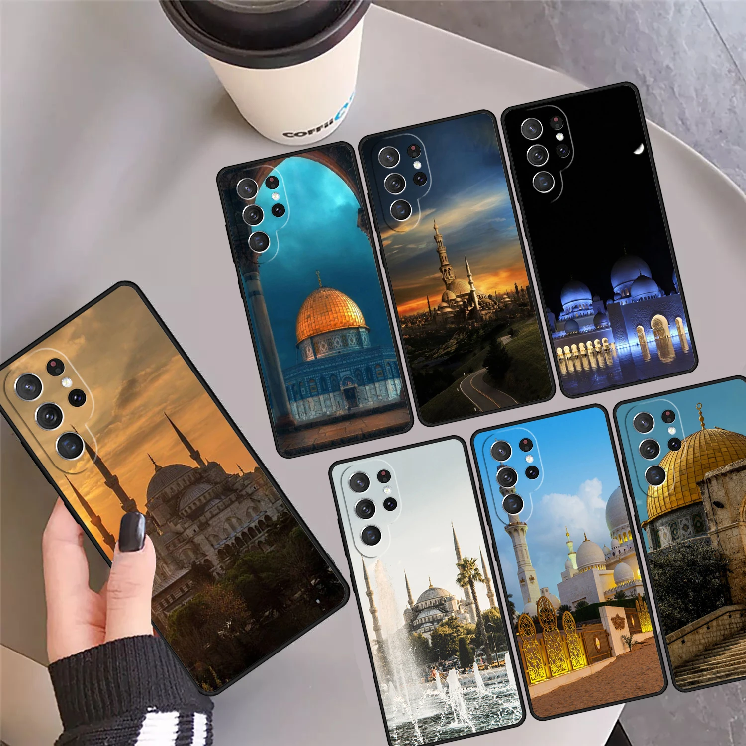 Muslim Mosque Phone Case Cover For Samsung Galaxy S24 Ultra 23 S22 Plus S21 FE S20 S8 S9 S10 Note 10 Pro Note 20