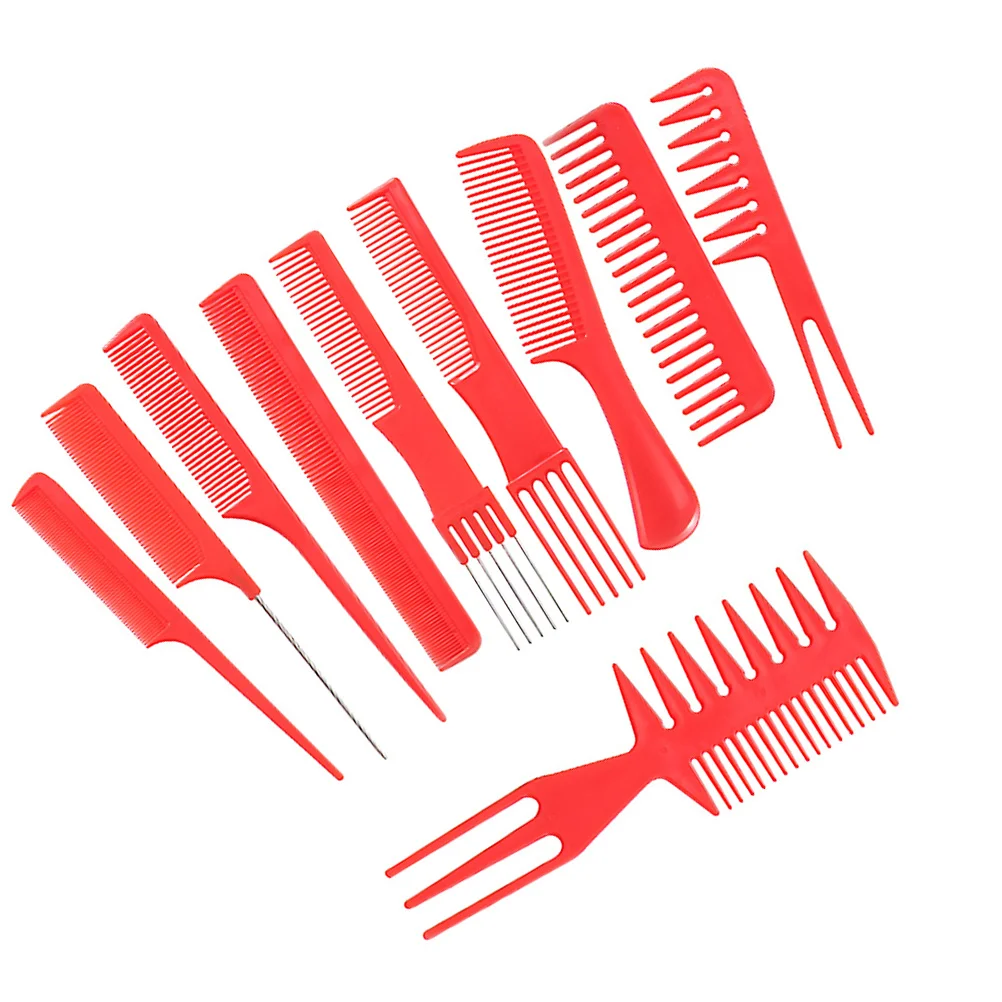 

20Pcs Plastic Hair Comb Set Skin Safe Non Scratch Detangling Styling Comb for Salon and Home Use Ergonomic Handle Red