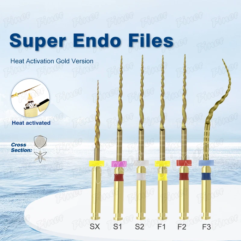 

6pcs Pro Dental Taper Gold Endo Files Root Canal Taper Endodontic File Heat Activated Endodontic Files SX-F3 Engine Use Files